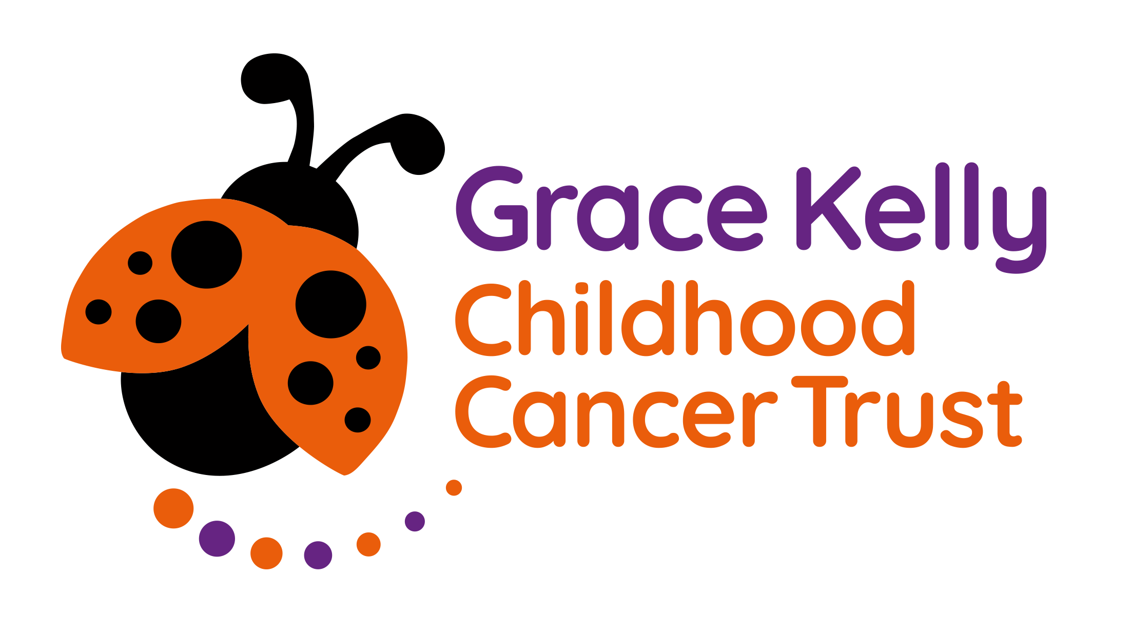 The Grace Kelly Childhood Cancer Trust logo includes the name and an illustration of a ladybird.