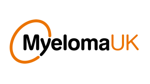 Myeloma UK logo black and orange text with an orange circular outline around the M and Y