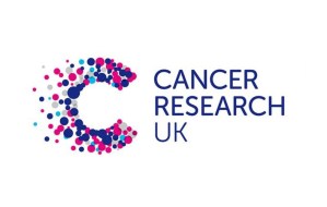 Logo for Cancer Research UK featuring a stylised 'C' made of multicoloured dots next to the organisation's name in blue text.