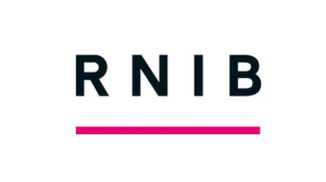 RNIB logo with a pink underline below the text