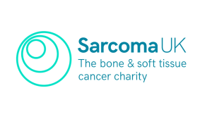 Teal circular line patterns alongside the text 'Sarcoma UK' and the tagline 'The bone & soft tissue cancer charity'.