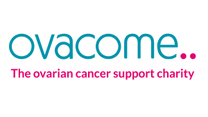 Ovacome logo in teal featuring the tagline 'The ovarian cancer support charity'