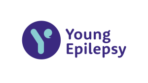 a turquoise 'Y' with a circular speech bubble in a purple circle, next to the text 'Young Epilepsy' in purple.
