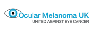 An image of an eye next to the text ocular melanoma uk, united against eye cancer