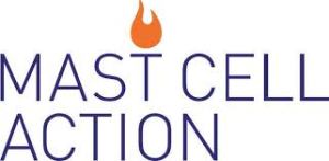 Mast Cell Action logo featuring a flame above the letter 'T' in `mast.