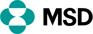 MSD logo featuring a teal and white abstract symbol composed of four curved shapes forming a symmetrical pattern, positioned to the left of the bold black letters "MSD".