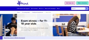 A screenshot of the exam stress page on the Mind website